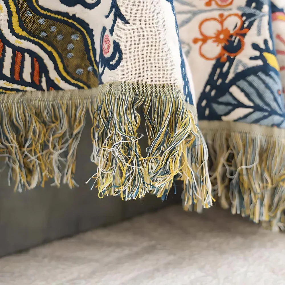 Floravista Reversible Cotton Throw Blanket - Soft Floral Design for Cozy Living