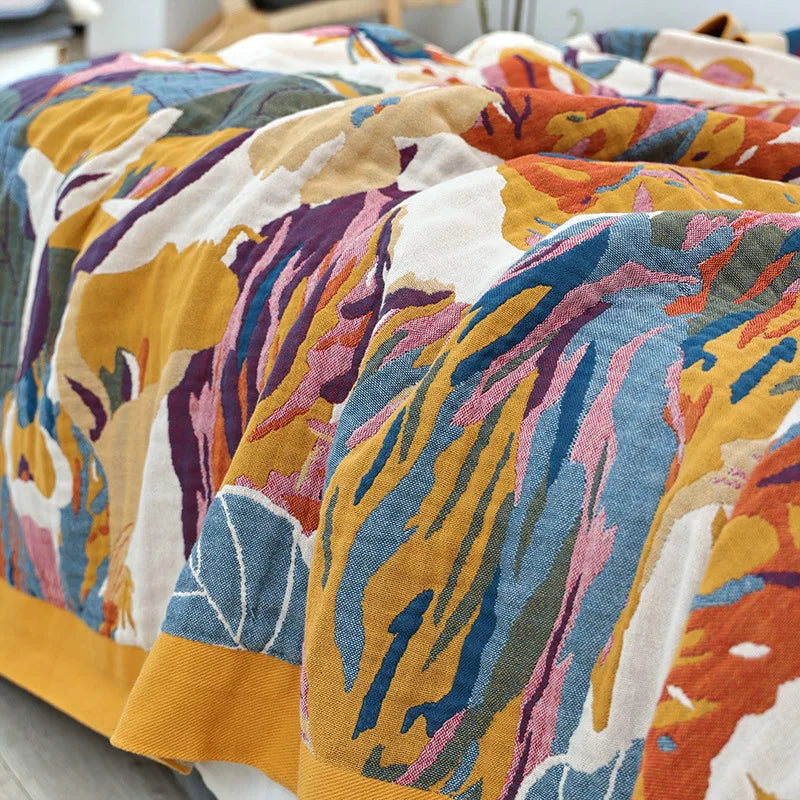 BUTTERFLORA – Boho Floral Throw Blanket with Elegant Butterfly Tapestry Design