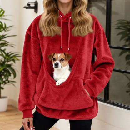 CUDDLECARRY – Fleece Hoodie with Front Pet Carrier Pocket