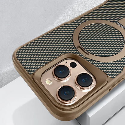TITANVAULT – Carbon Fiber Magnetic Phone Case with Metal Stand