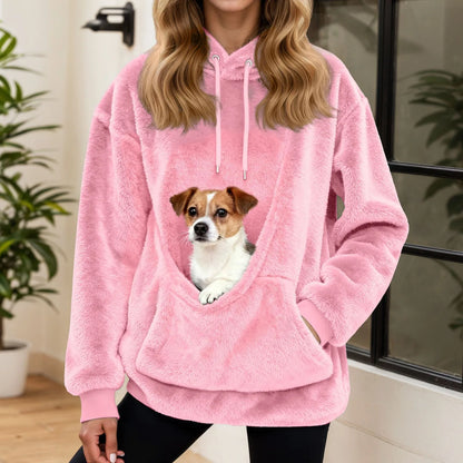 CUDDLECARRY – Fleece Hoodie with Front Pet Carrier Pocket
