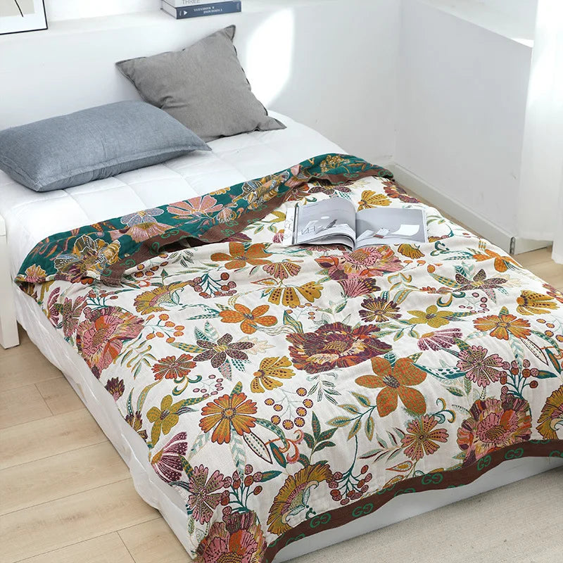 ROSEFIELD – Floral Gauze Blanket for Breathable Everyday Comfort