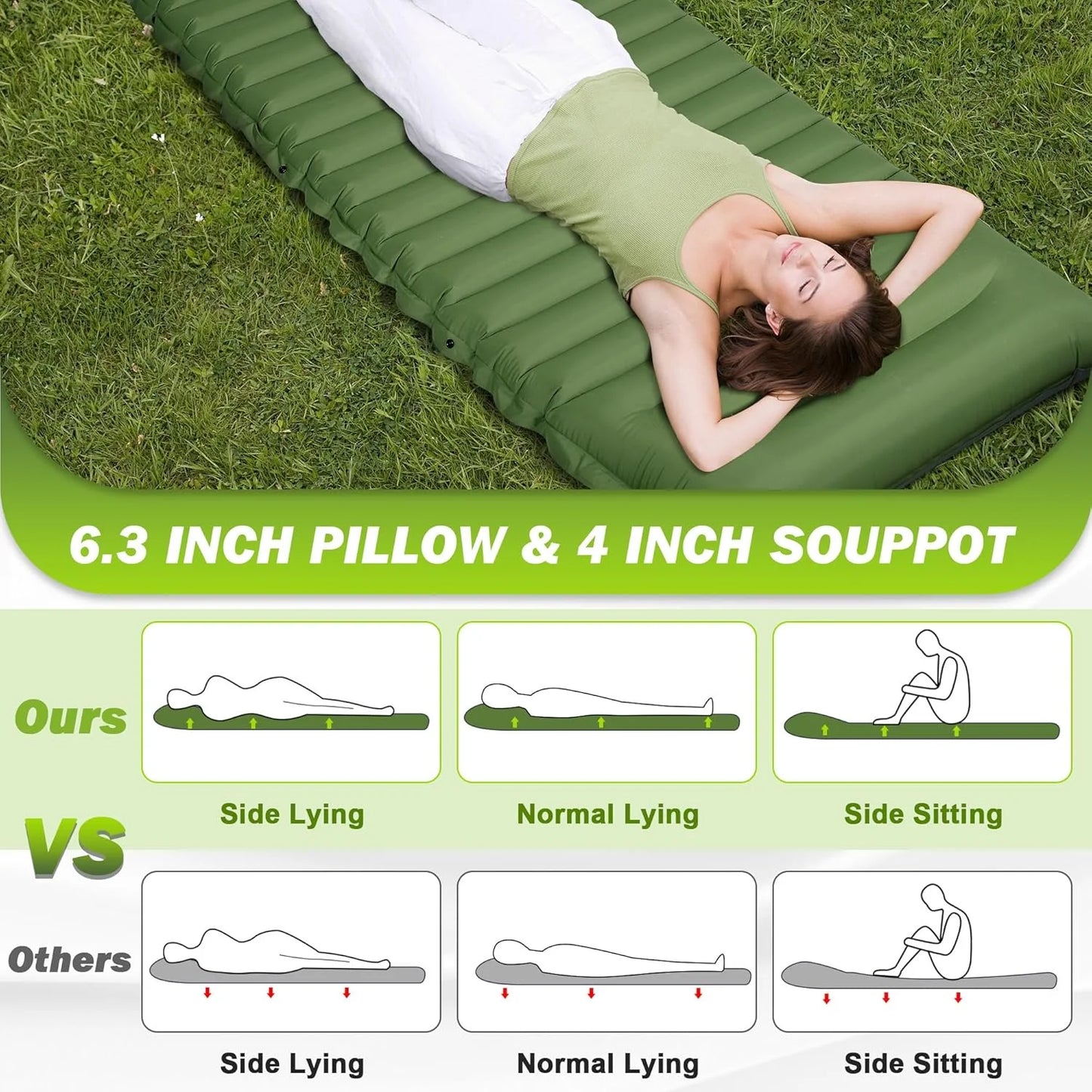 CLOUDCAMP – Extra-Thick Self-Inflating Sleeping Pad for Outdoor Hike Comfort