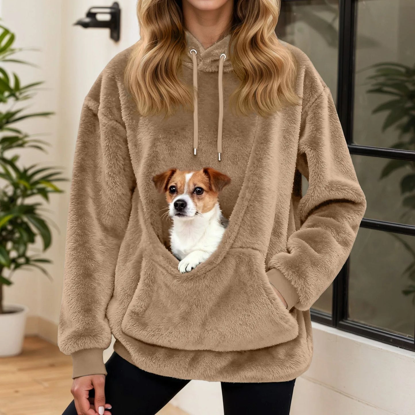 CUDDLECARRY – Fleece Hoodie with Front Pet Carrier Pocket