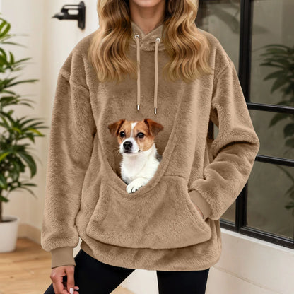 CUDDLECARRY – Fleece Hoodie with Front Pet Carrier Pocket