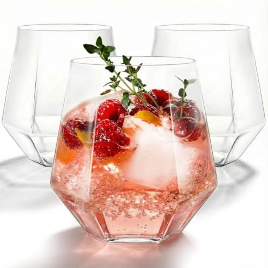 GOLDSPARK – Stemless Glass – Gold Rim Plastic Party Drinkware
