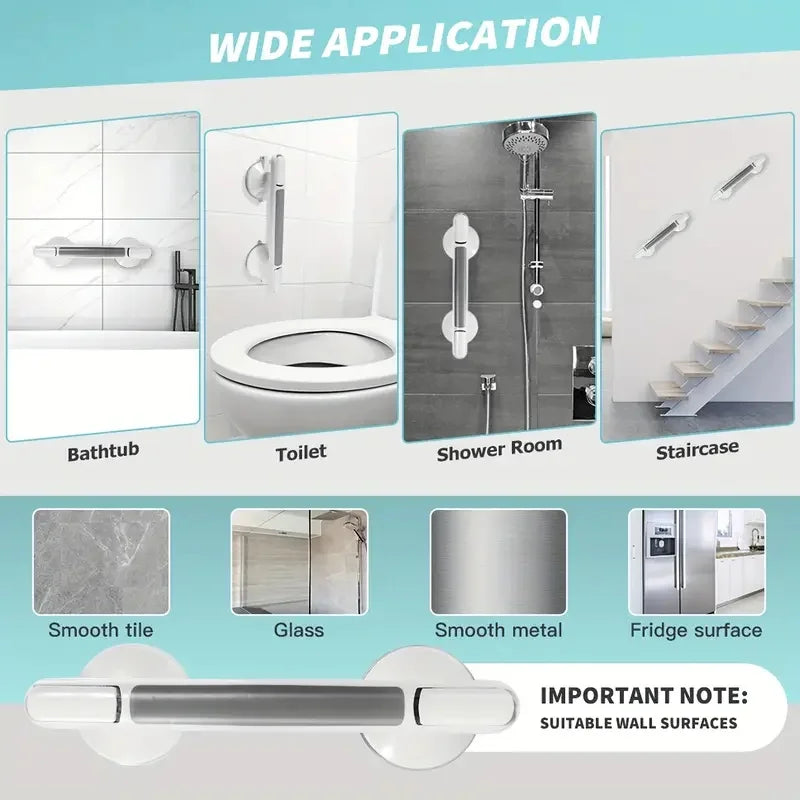 STABILINOVA – No Drill Grab Bar with Powerful Suction and Secure Hold
