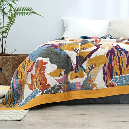 BUTTERFLORA – Boho Floral Throw Blanket with Elegant Butterfly Tapestry Design