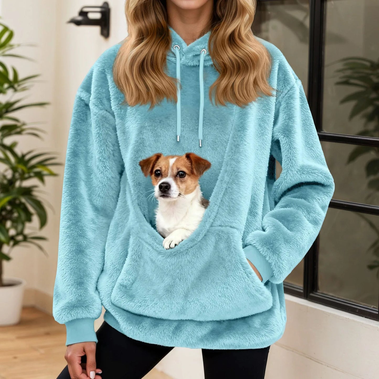 CUDDLECARRY – Fleece Hoodie with Front Pet Carrier Pocket
