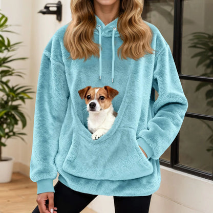 CUDDLECARRY – Fleece Hoodie with Front Pet Carrier Pocket