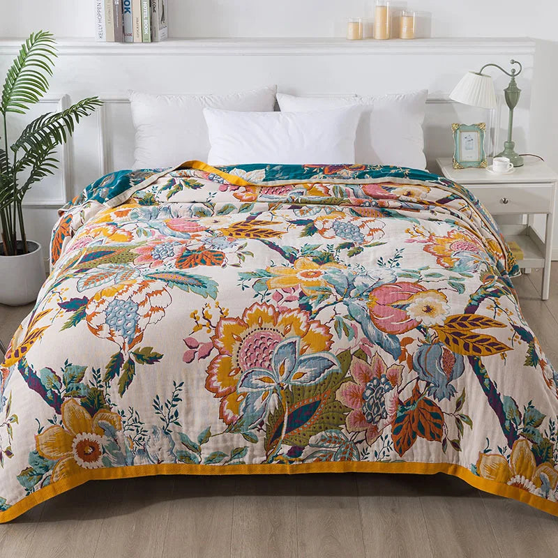 FLORABREEZE – Floral Blanket for Cooling Comfort and Elegant Home Decor