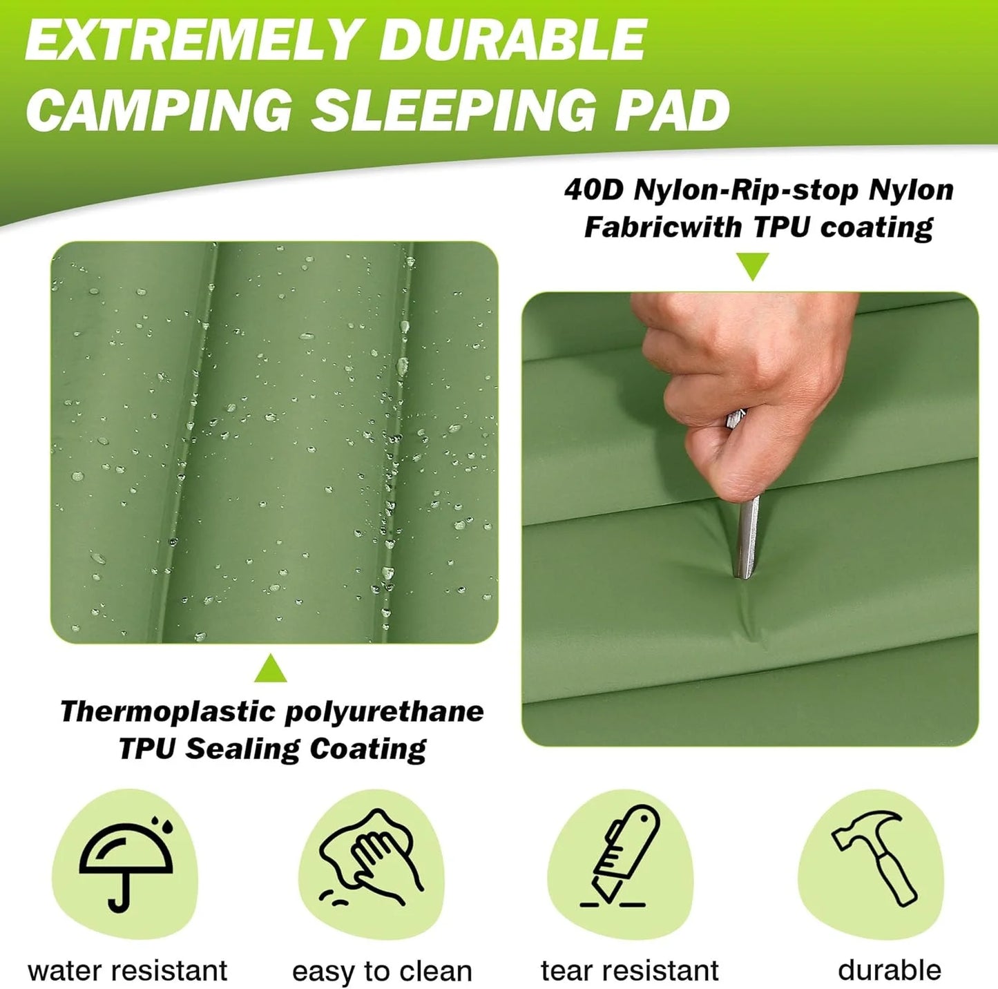 CLOUDCAMP – Extra-Thick Self-Inflating Sleeping Pad for Outdoor Hike Comfort