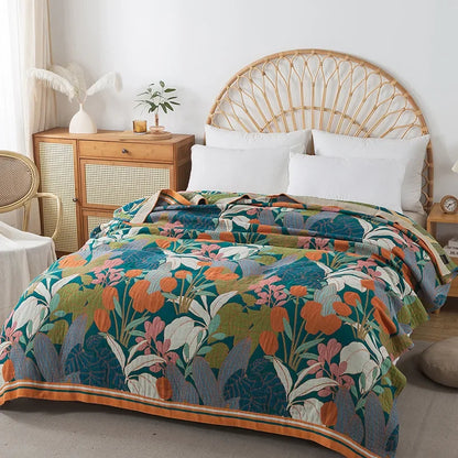 FLORABREEZE – Floral Blanket for Cooling Comfort and Elegant Home Decor