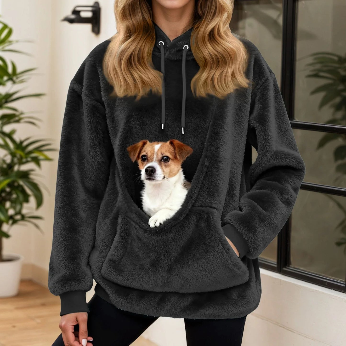 CUDDLECARRY – Fleece Hoodie with Front Pet Carrier Pocket