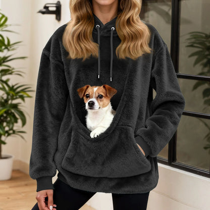 CUDDLECARRY – Fleece Hoodie with Front Pet Carrier Pocket