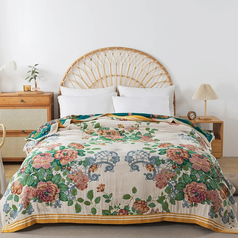 FLORABREEZE – Floral Blanket for Cooling Comfort and Elegant Home Decor