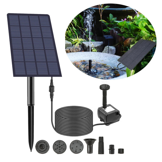 PONDRISE – 6-in-1 Solar Fountain with 4 Nozzles for Garden & Pond