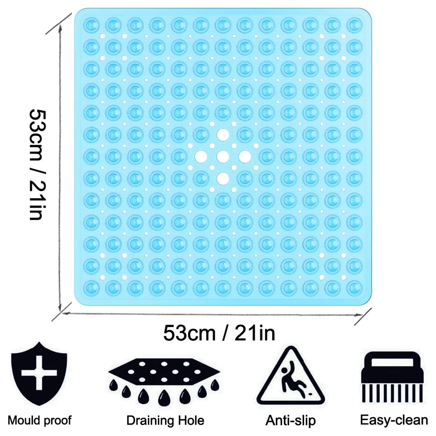 SUCTIONORA – Shower Safety Mat with Large Suction Cups for Stability