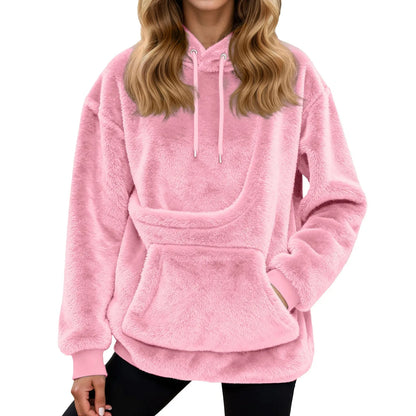 CUDDLECARRY – Fleece Hoodie with Front Pet Carrier Pocket