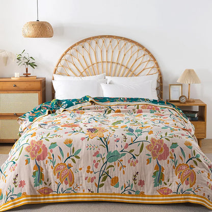 FLORABREEZE – Floral Blanket for Cooling Comfort and Elegant Home Decor