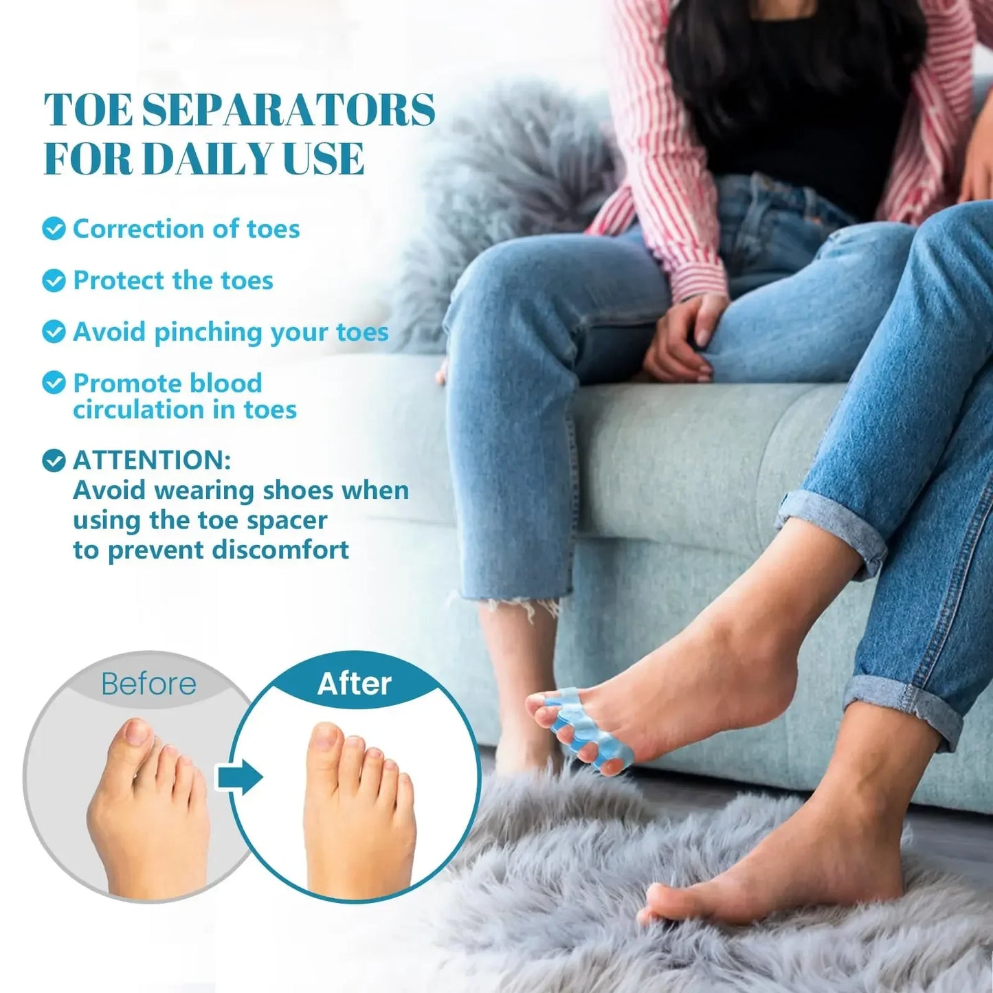 TOESPREAD – Silicone Toe Separators for Bunion & Toe Alignment Support