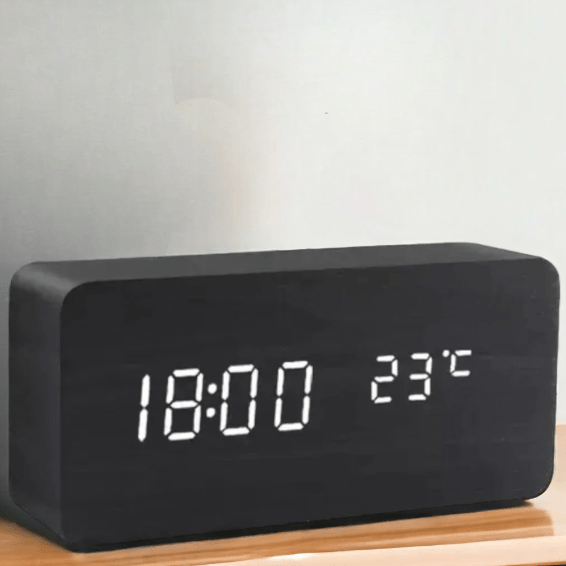 WOODHOUR – LED Wooden Clock with Voice Control for Modern Smart Living