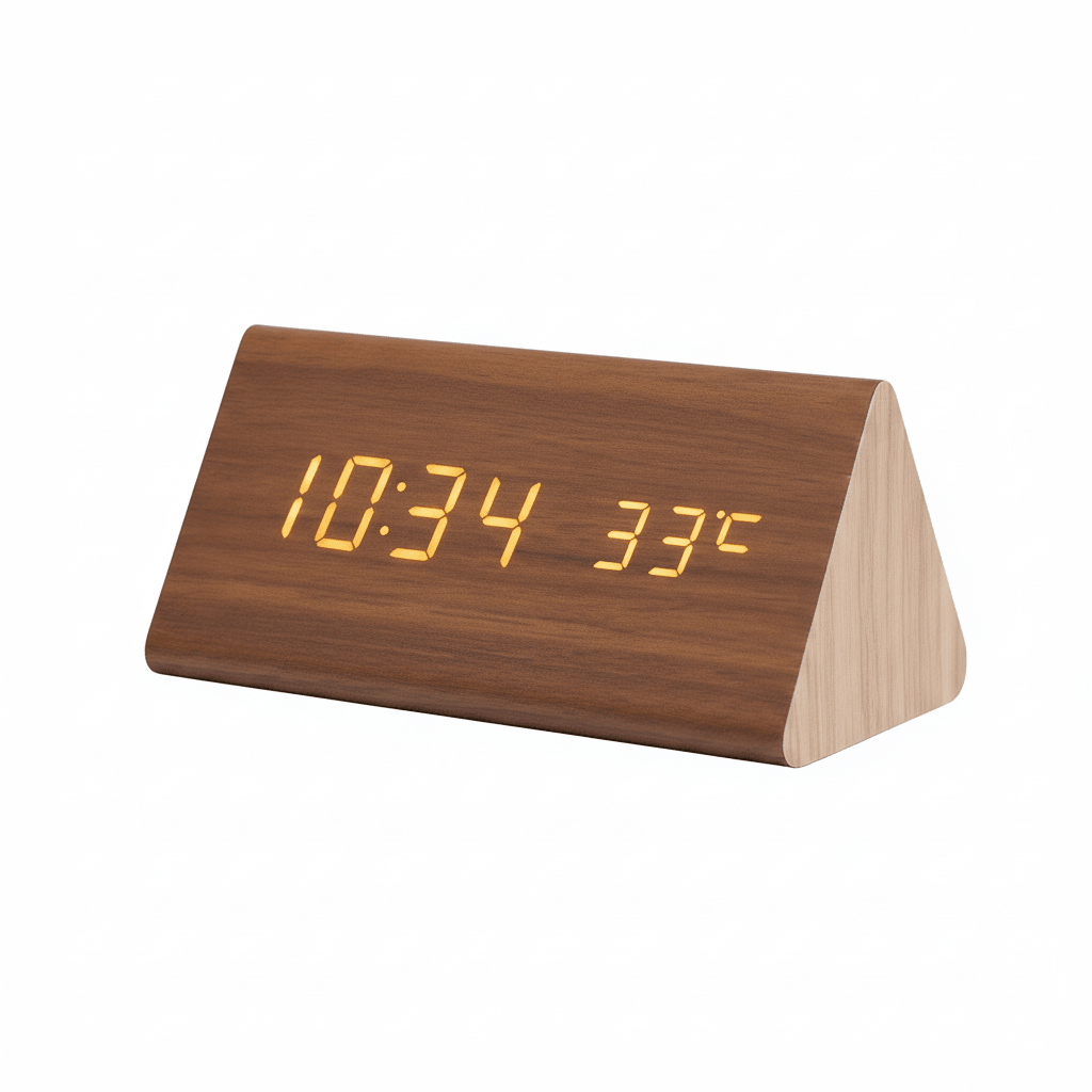 WOODHOUR – LED Wooden Clock with Voice Control for Modern Smart Living