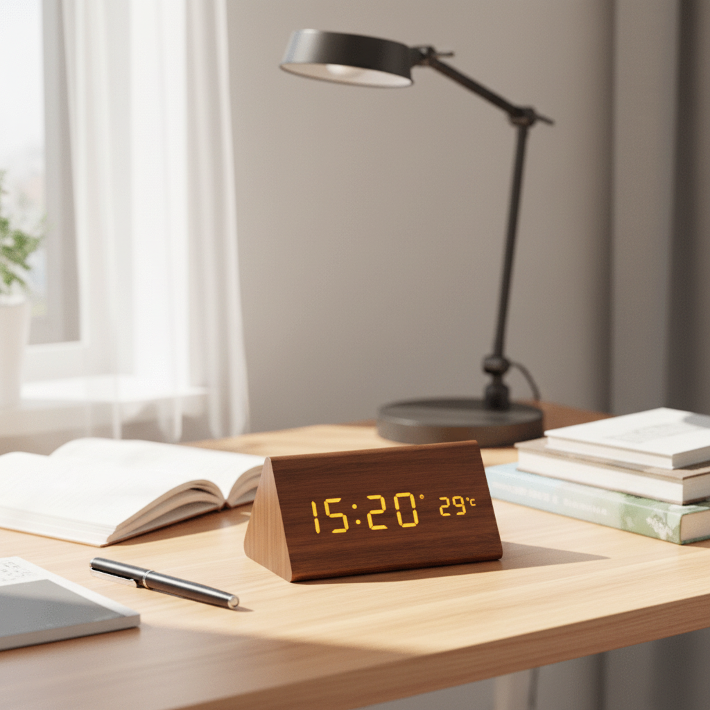WOODHOUR – LED Wooden Clock with Voice Control for Modern Smart Living