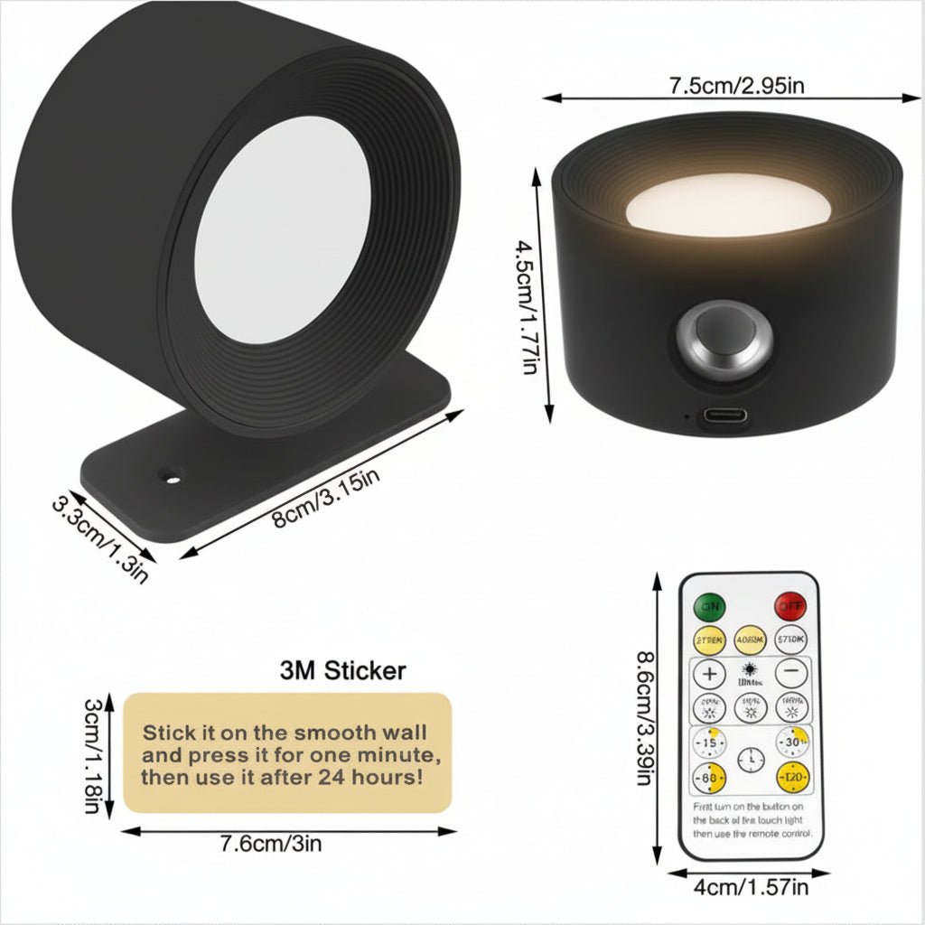 NORDILUX – Wireless Nordic wall lamp with remote control