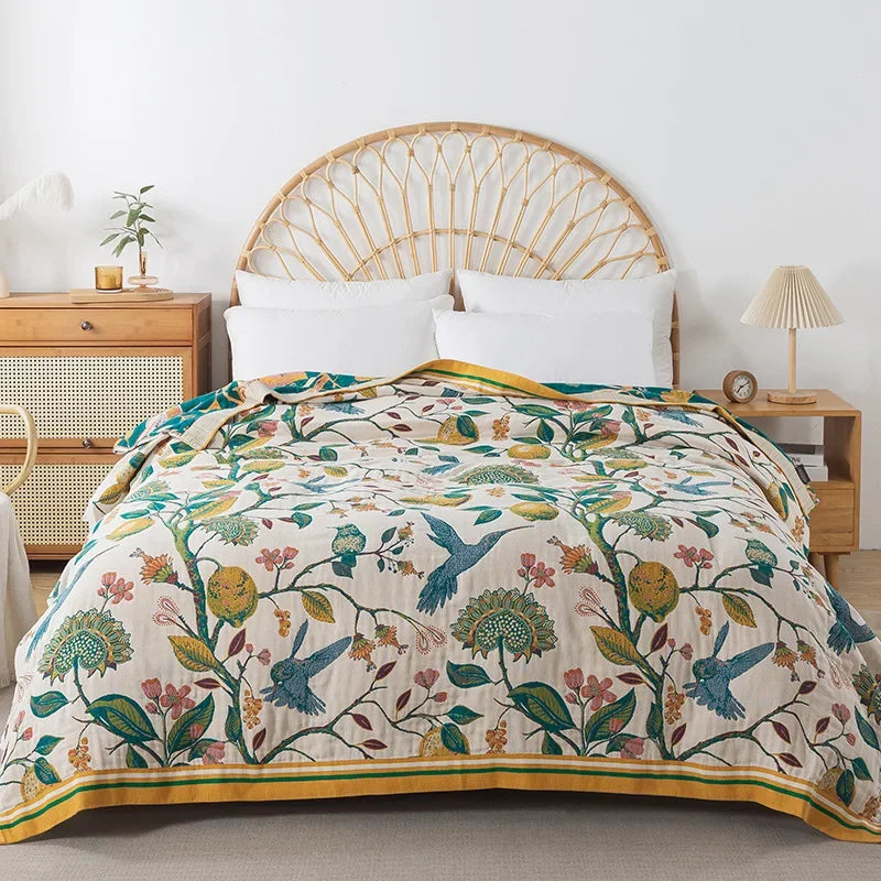 FLORABREEZE – Floral Blanket for Cooling Comfort and Elegant Home Decor