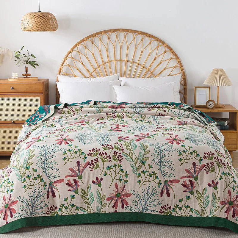 FLORABREEZE – Floral Blanket for Cooling Comfort and Elegant Home Decor