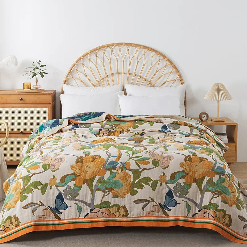 FLORABREEZE – Floral Blanket for Cooling Comfort and Elegant Home Decor