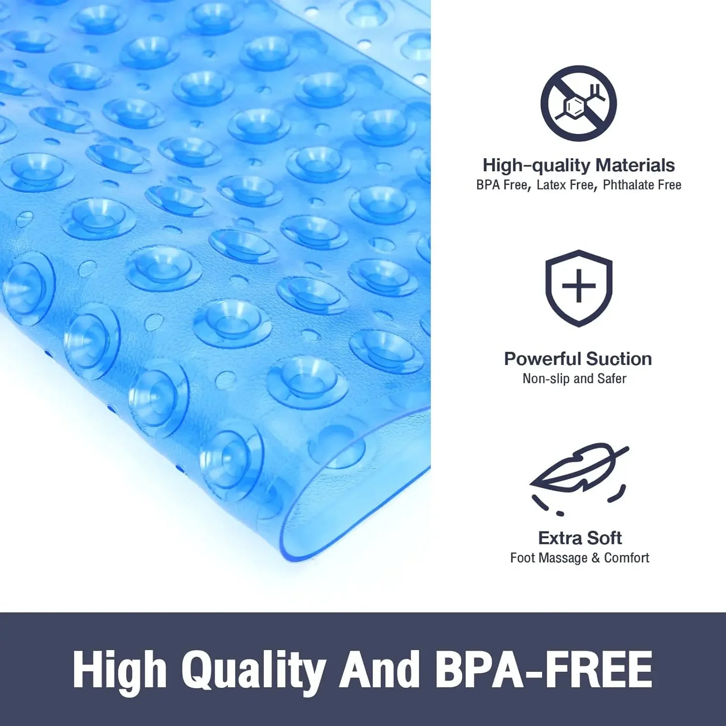 SUCTIONORA – Shower Safety Mat with Large Suction Cups for Stability