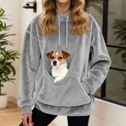 CUDDLECARRY – Fleece Hoodie with Front Pet Carrier Pocket