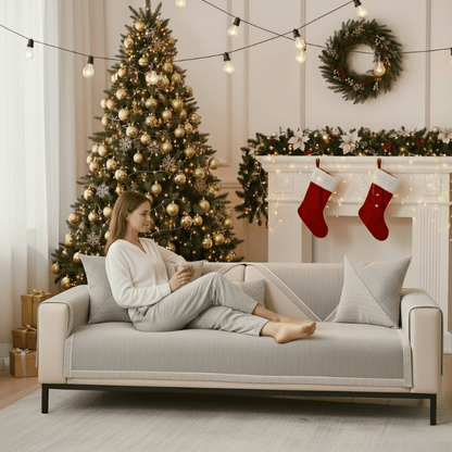 Sofa Throw Blanket - Non-Slip Cotton Linen Sofa Cover for All-Season Comfort 2