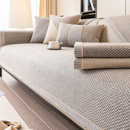 Sofa Throw Blanket - Non-Slip Cotton Linen Sofa Cover for All-Season Comfort 5