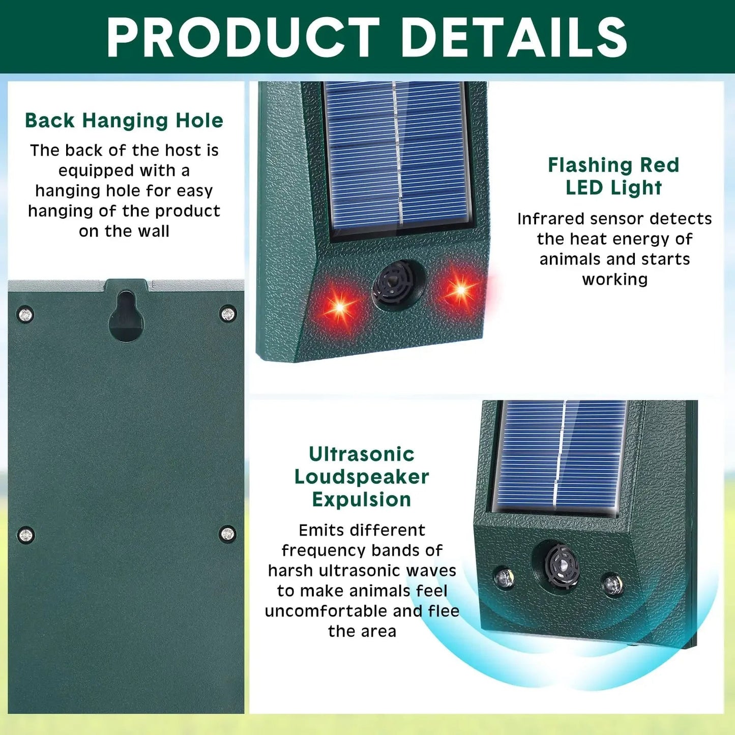 SonicGuard - Solar Ultrasonic Motion-Activated Bird Repellent & Pigeon Deterrent 2