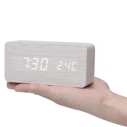 WOODHOUR – LED Wooden Clock with Voice Control for Modern Smart Living