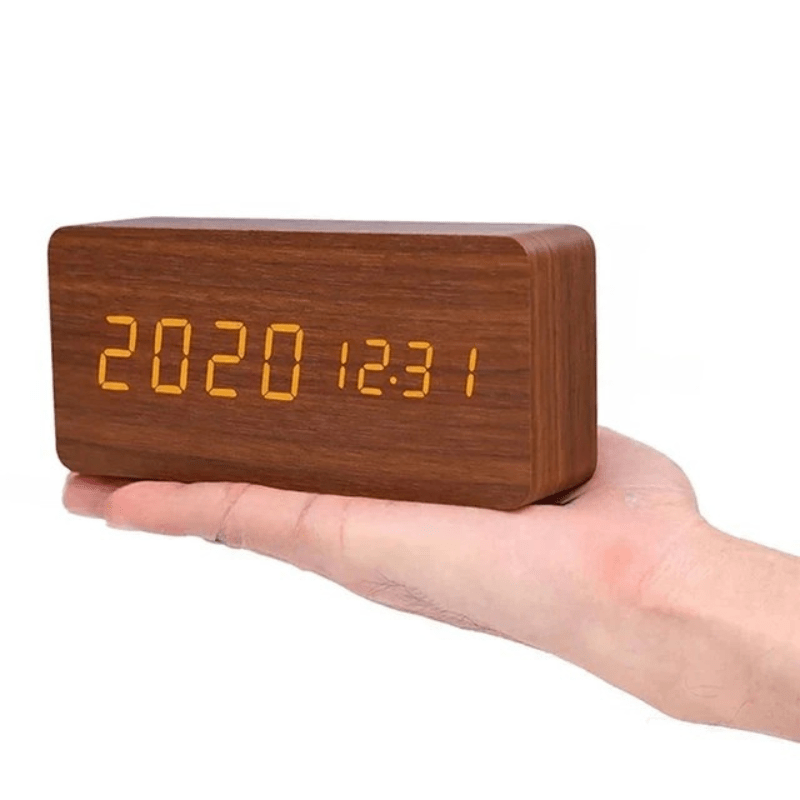 WOODHOUR – LED Wooden Clock with Voice Control for Modern Smart Living
