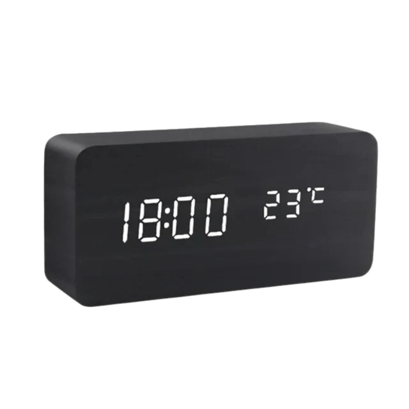 WOODTICK – Digital LED Alarm Clock with Natural Wood Design