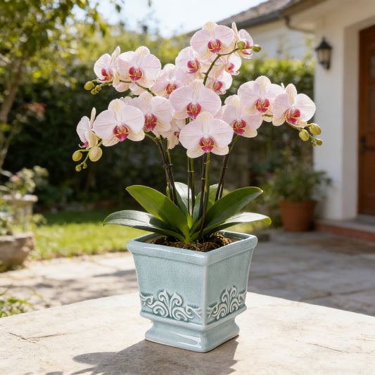 Vintage Ceramic Planter - Square Ceramic Pot with Integrated Drainage for Indoor Plants 2