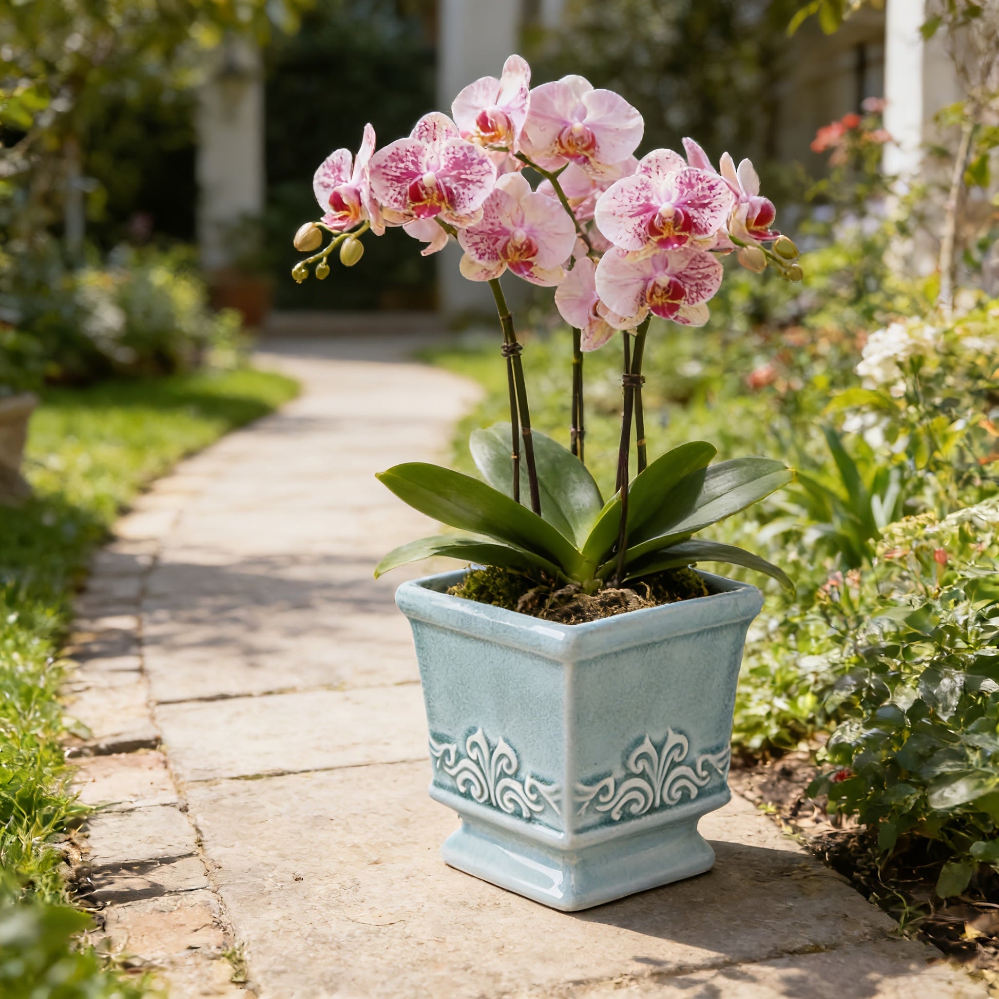 Vintage Ceramic Planter - Square Ceramic Pot with Integrated Drainage for Indoor Plants 4
