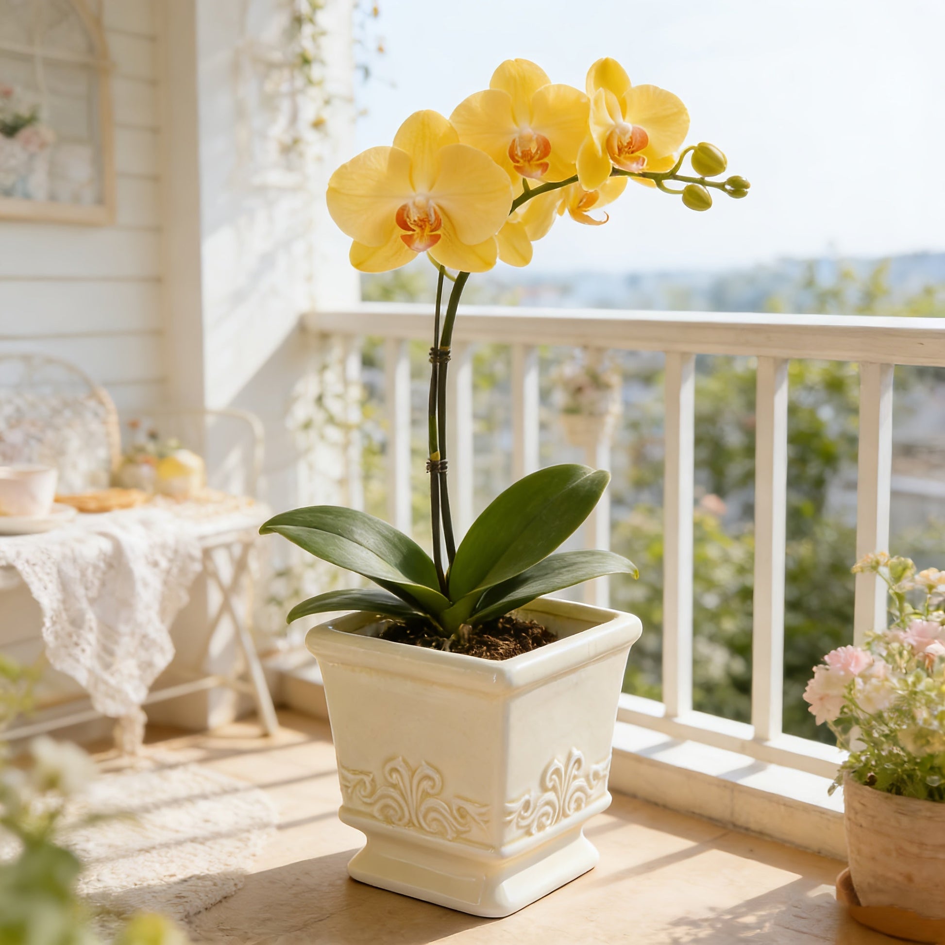 Vintage Ceramic Planter - Square Ceramic Pot with Integrated Drainage for Indoor Plants 5