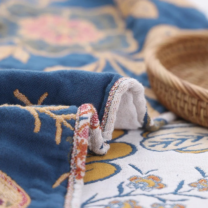 WILDFLORA – Rustic Botanical Blanket for Cozy Living Room Decor