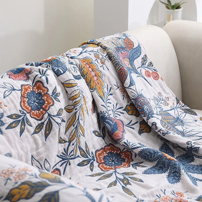 WILDFLORA – Rustic Botanical Blanket for Cozy Living Room Decor