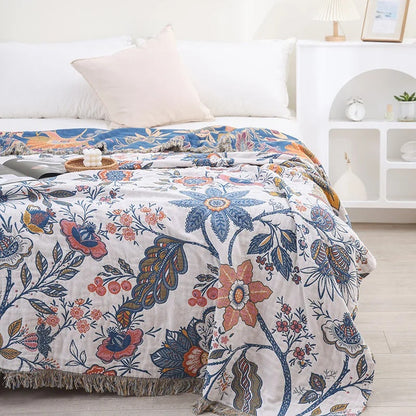 WILDFLORA – Rustic Botanical Blanket for Cozy Living Room Decor