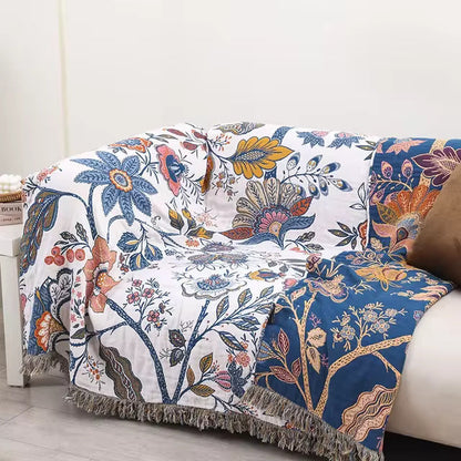 WILDFLORA – Rustic Botanical Blanket for Cozy Living Room Decor